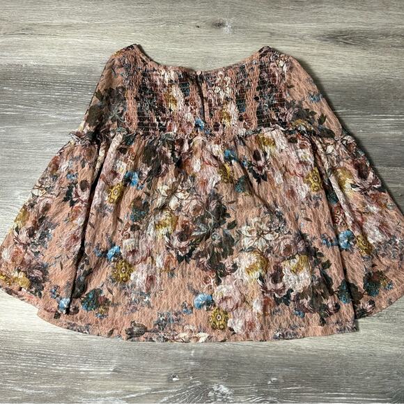 Anthropologie Akemi + Kin Floral Lace Smocked Patrizia Blouse - Picture 6 of 7